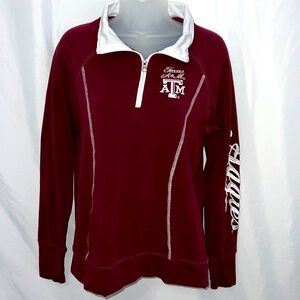 Texas A&M Aggie Logo Womens Long Sleeve Quarter Zip Shirt Size Large